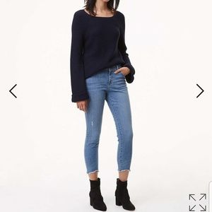 Loft Petite Modern Skinny Chewed Hem Jeans
